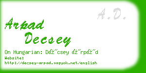 arpad decsey business card